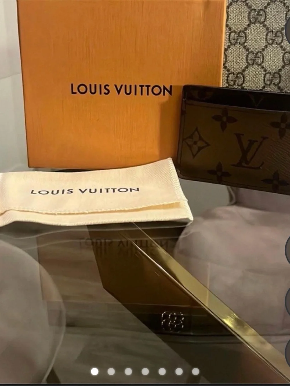 Louis Vuitton Brown Monogram Patent Card Holder with Orange Box